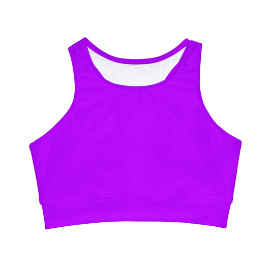 #BF00FF Electric Purple - High Neck Crop Top