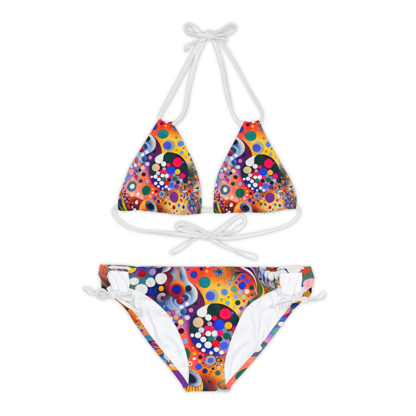 "Polka Petals in Yogic Surrealism: An Artistic Salute to Kusama and Kahlo" - Lace-up Bikini Set