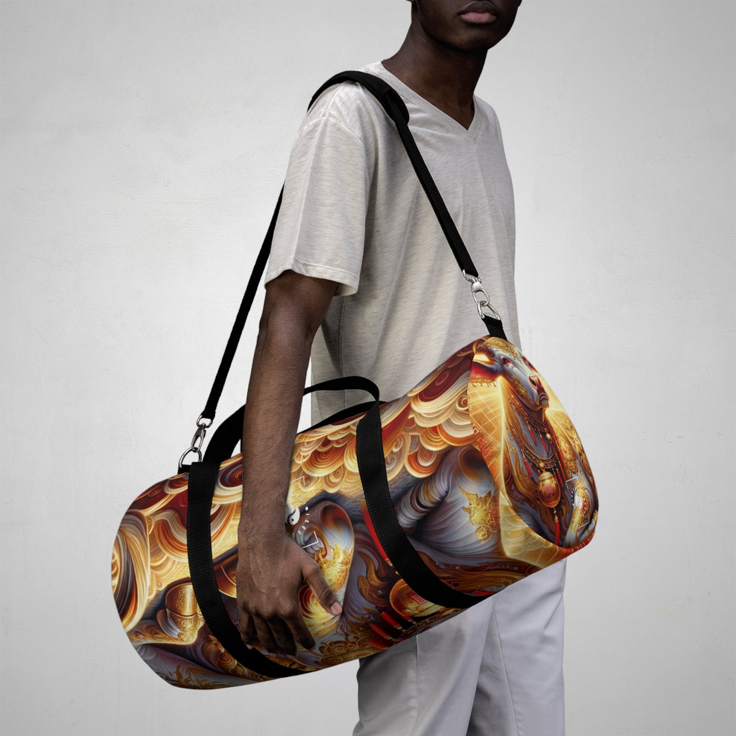 "Golden Euphoria: A Dance of the Divine Bovine" - Duffle Bag