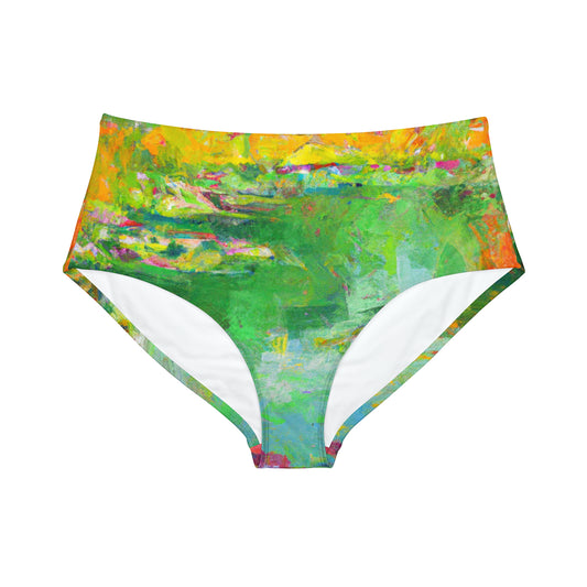 "Lily Aquarelle : Dusk Reflections" - Bas de bikini taille haute