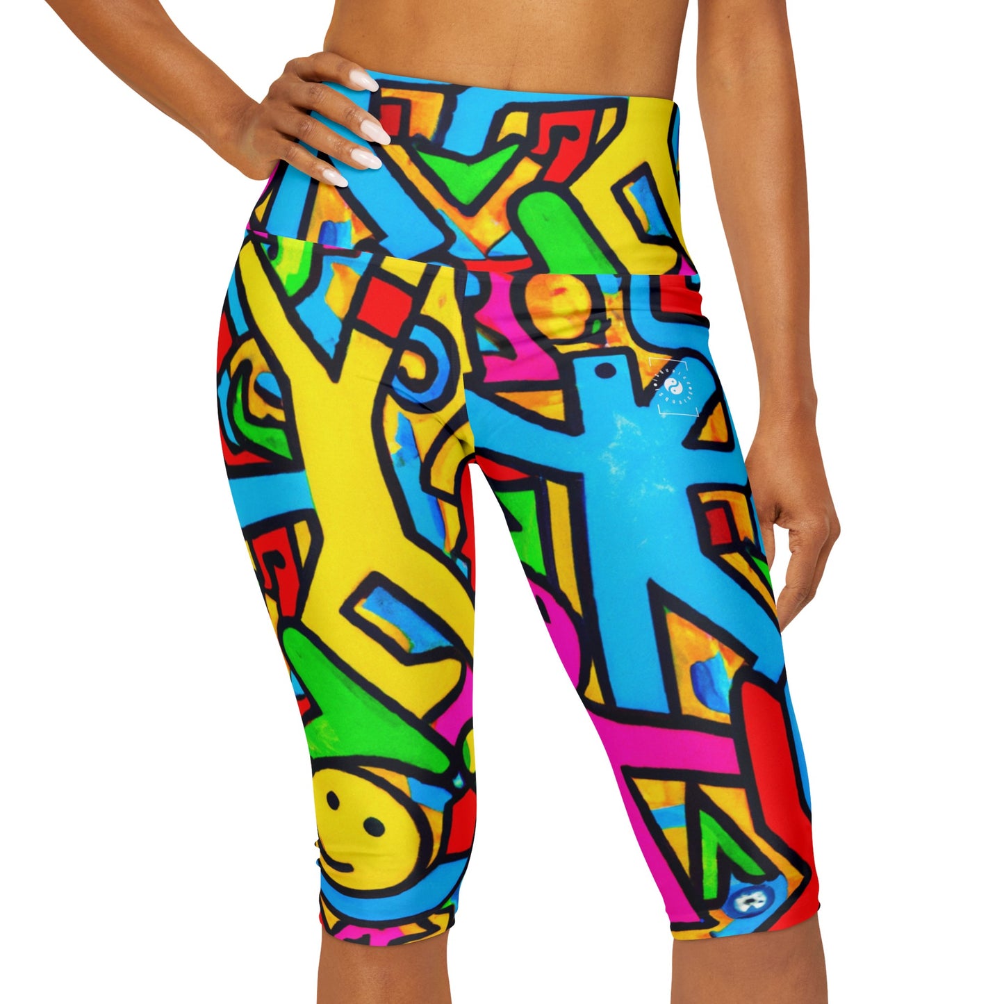 symbols of happiness - High Waisted Capri Leggings