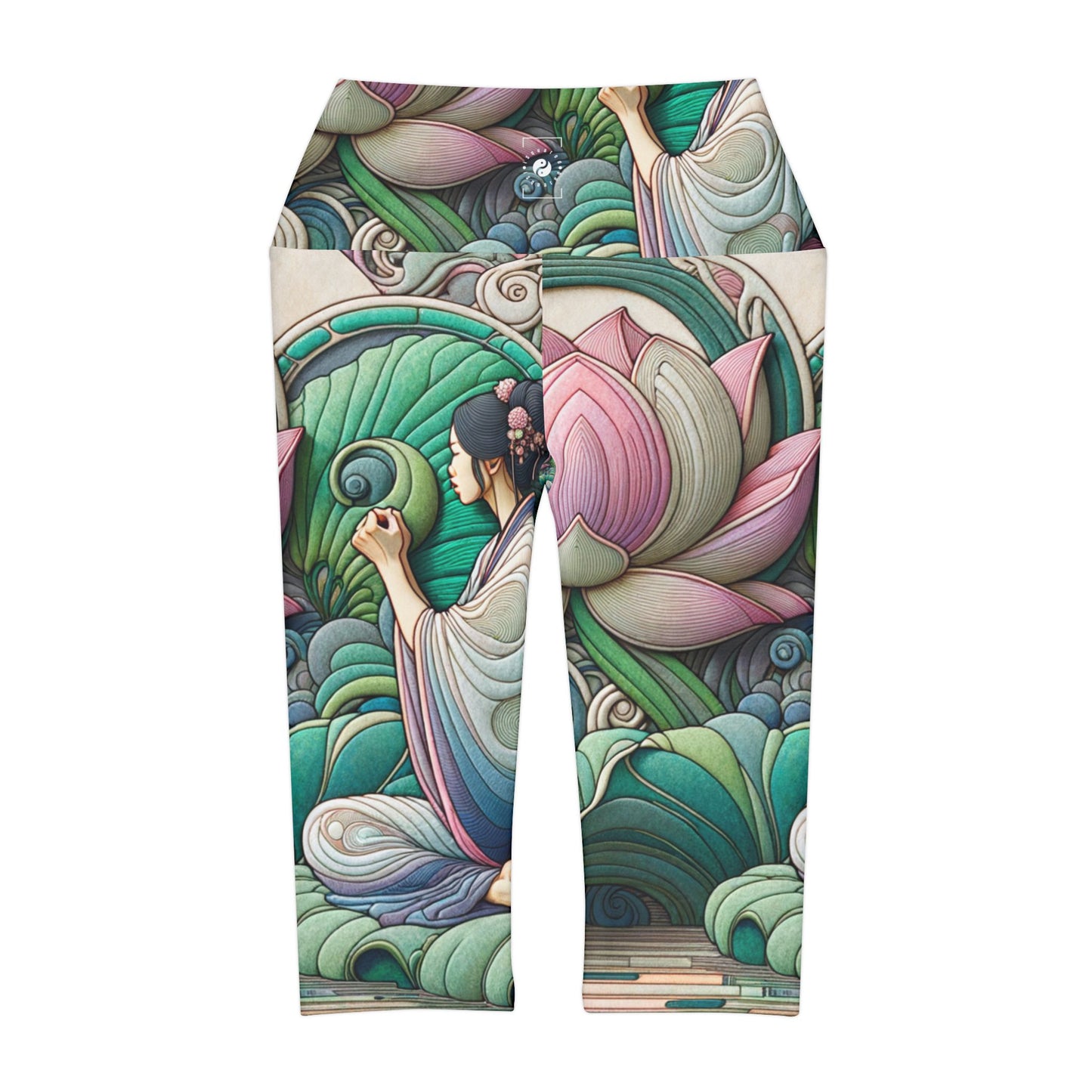 "Lotus Echo Serenity" - High Waisted Capri Leggings