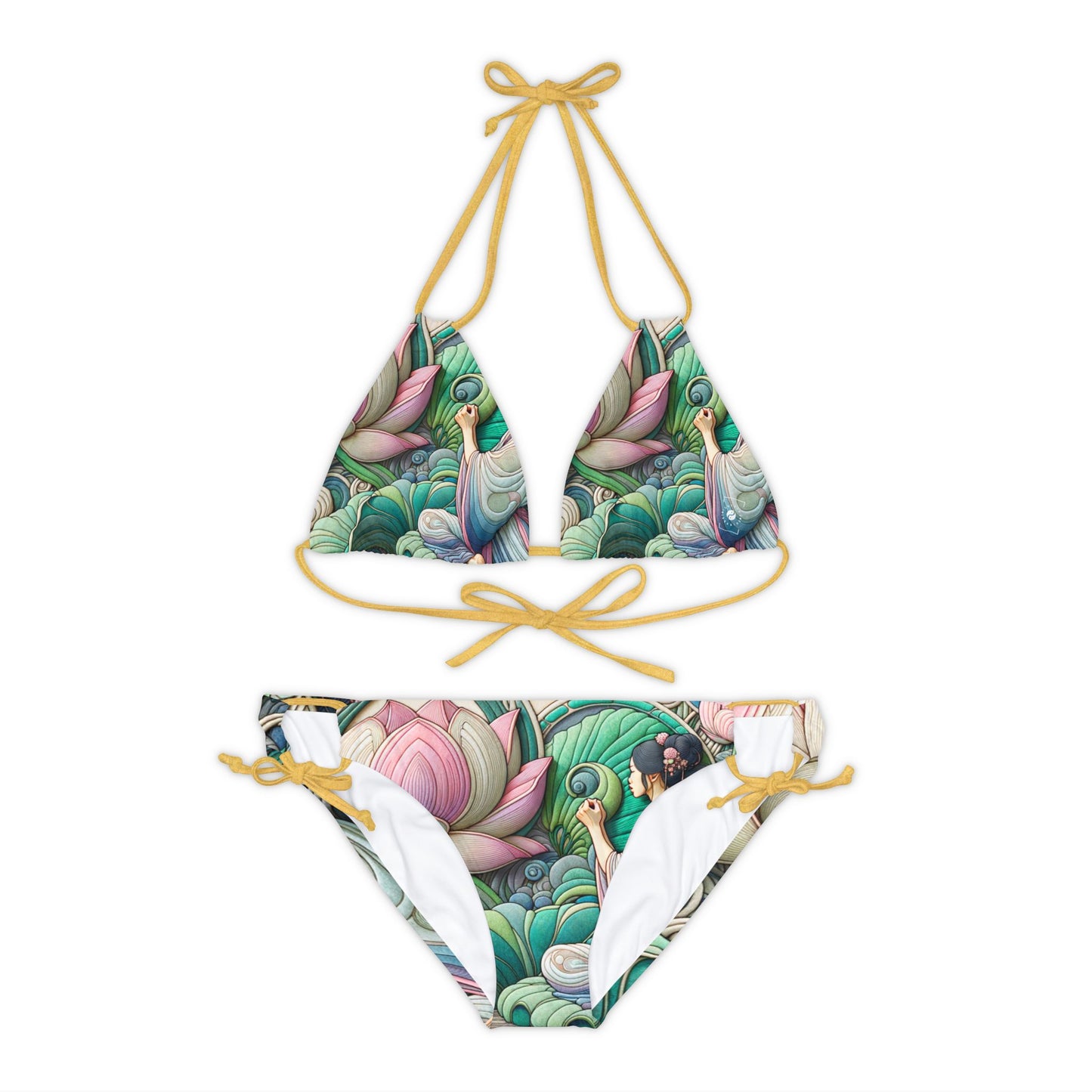 "Lotus Echo Serenity" - Lace-up Bikini Set