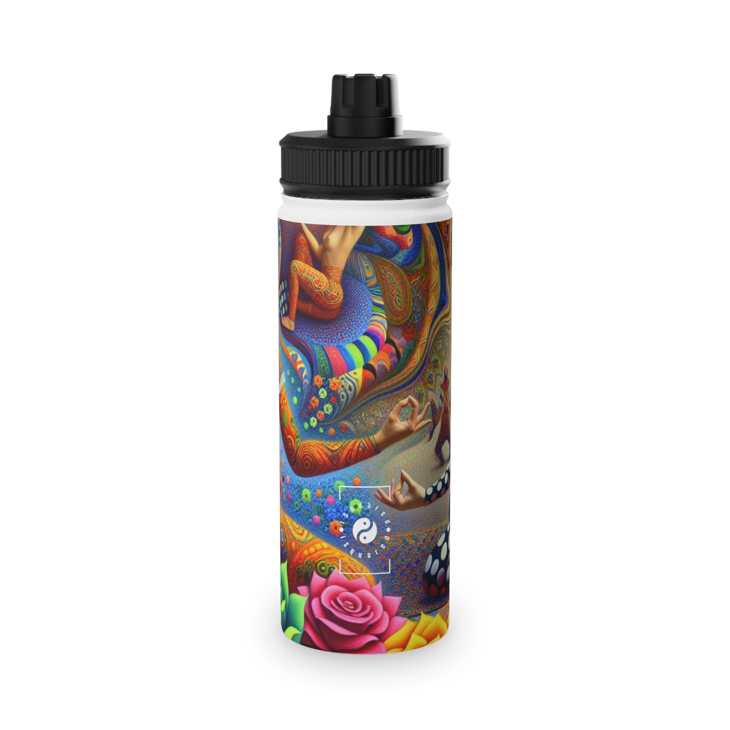 "Kahlo-Kusama Blossom Asanas: A Surreal Yoga Symphony" - Sports Water Bottle