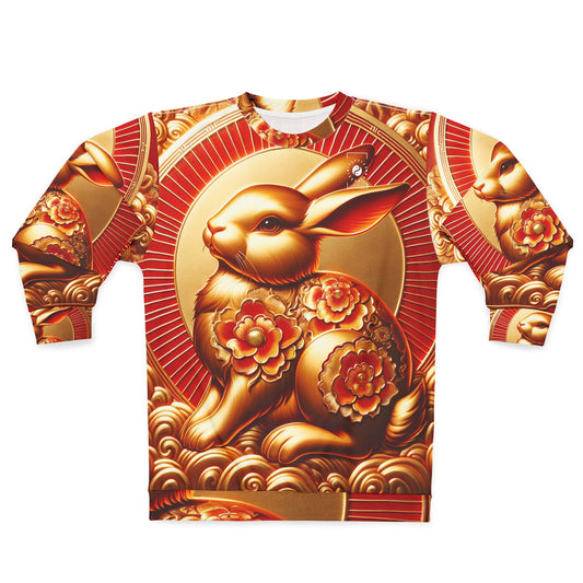 "Golden Blessings: Lunar Rabbit's Resplendence" - Unisex Sweatshirt