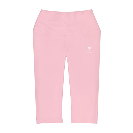 FFCCD4 Light Pink - High Waisted Capri Leggings