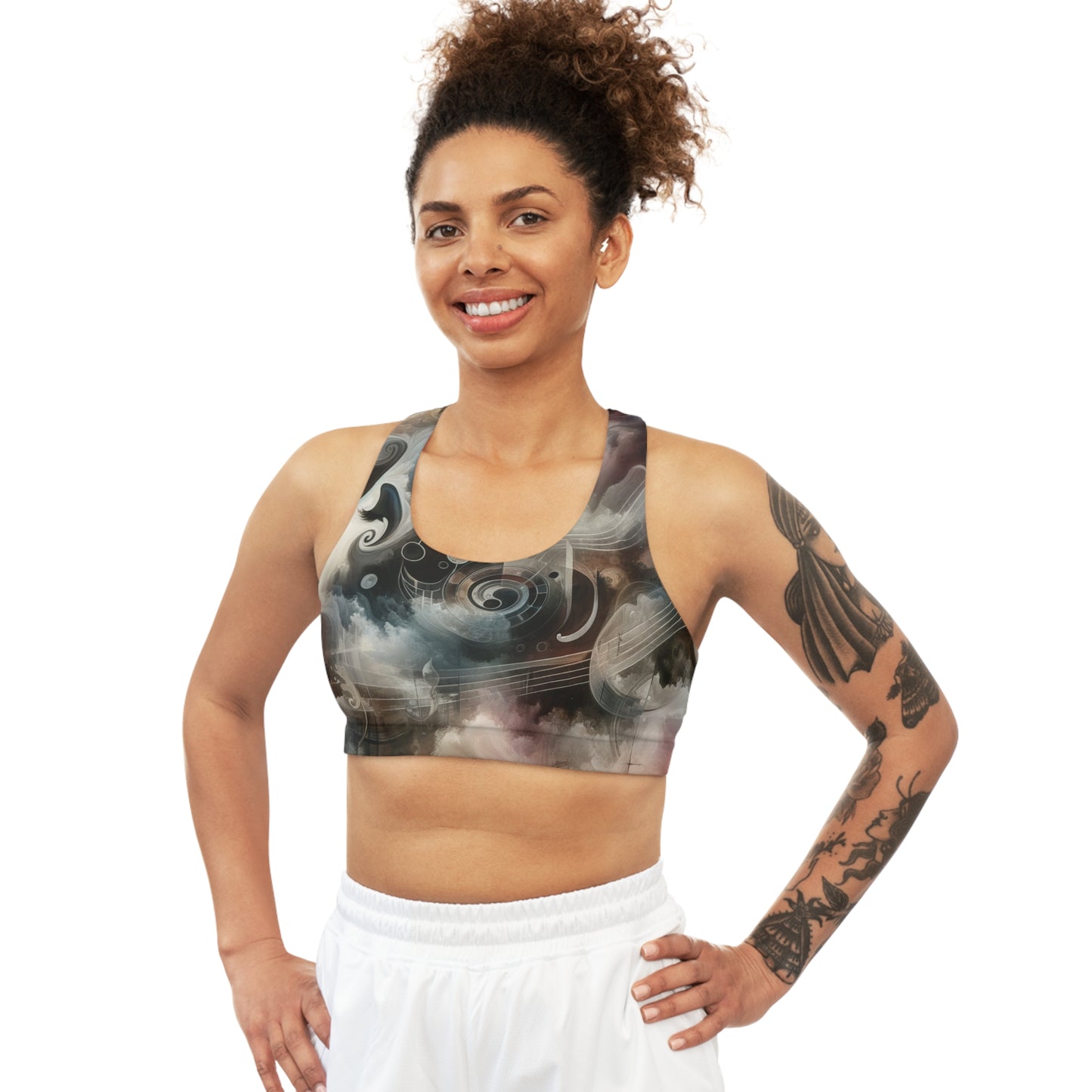 "Harmony of Descent: An Abstract Ode to La Traviata" - Seamless Sports Bra