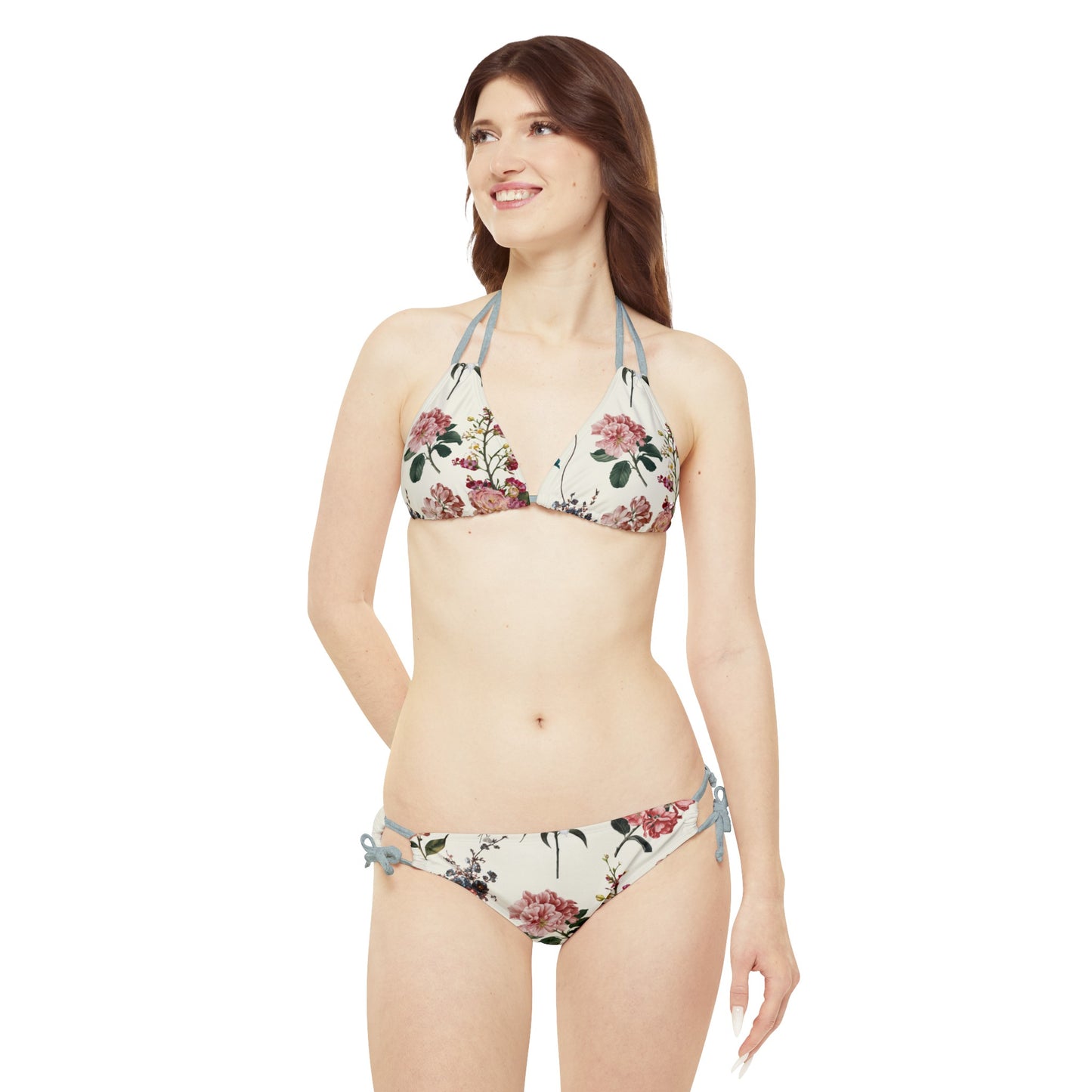 Botanicals on Beige - Lace-up Bikini Set