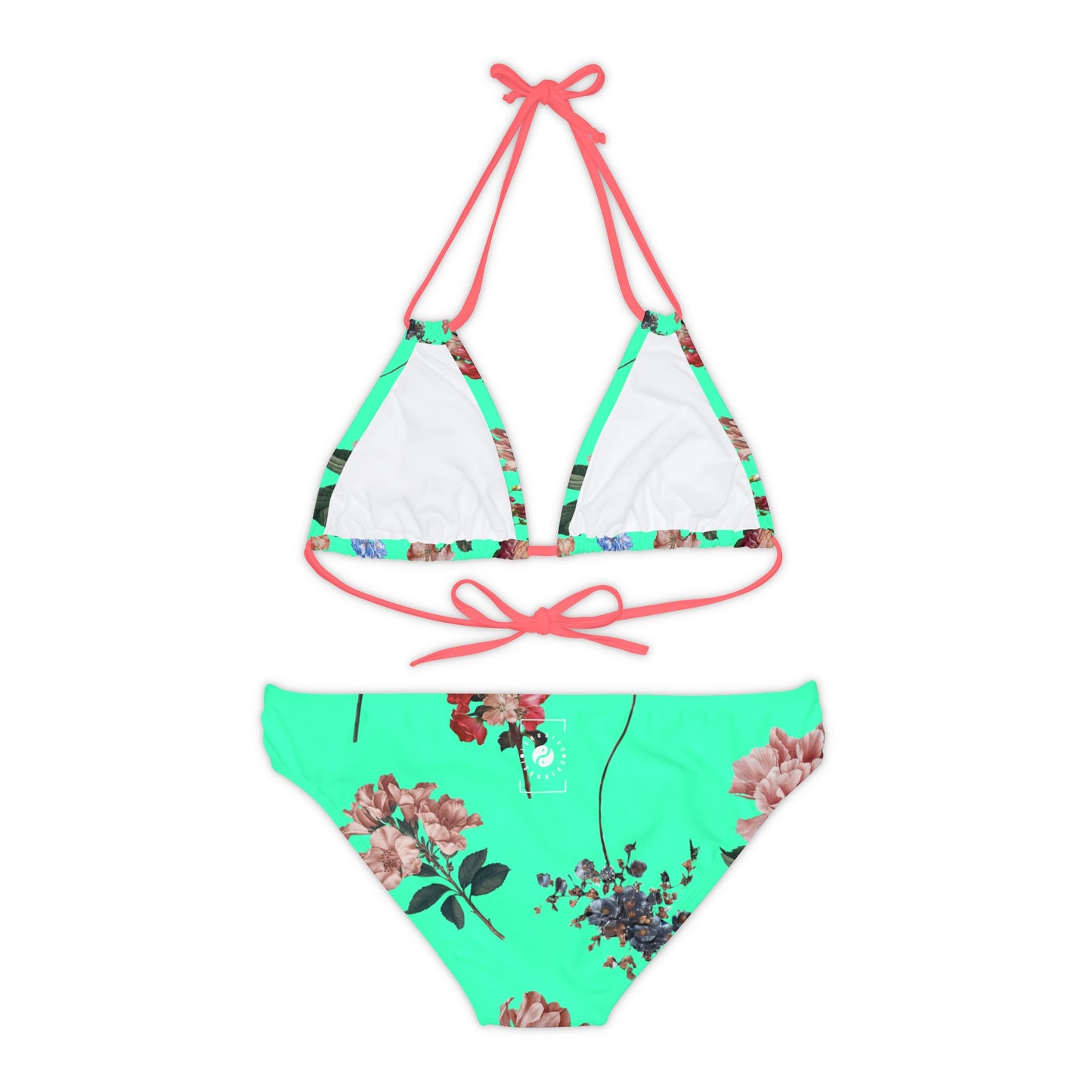 Botanicals on Turquoise - Lace-up Bikini Set