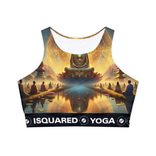 "Serenity in Transience: Illuminations of the Heart Sutra" - Lined & Padded Sports Bra