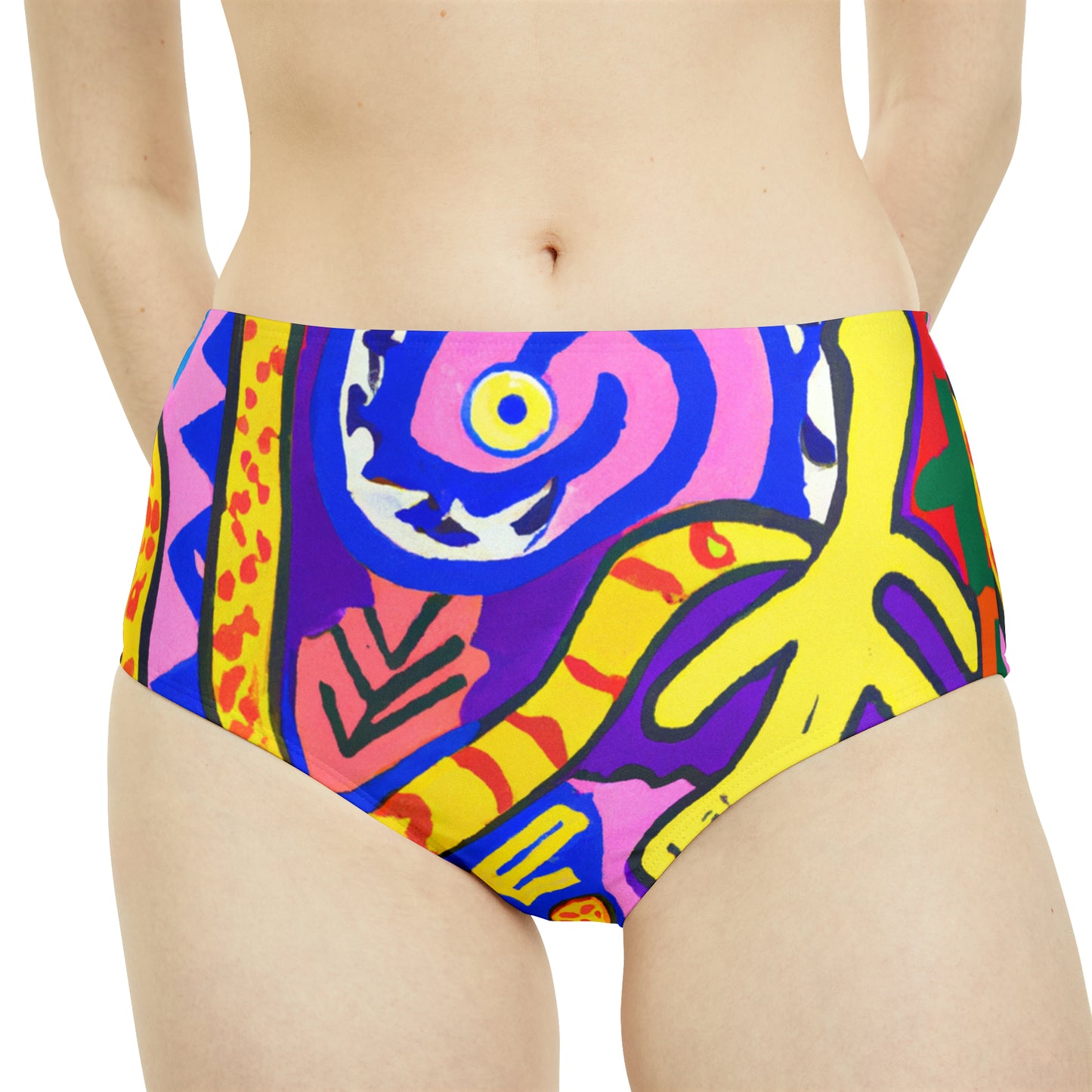 "Symbolic Jamboree" - High Waisted Bikini Bottom