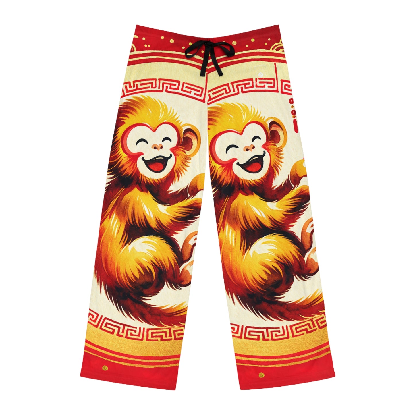 "Golden Simian Serenity in Scarlet Radiance" - men's Lounge Pants