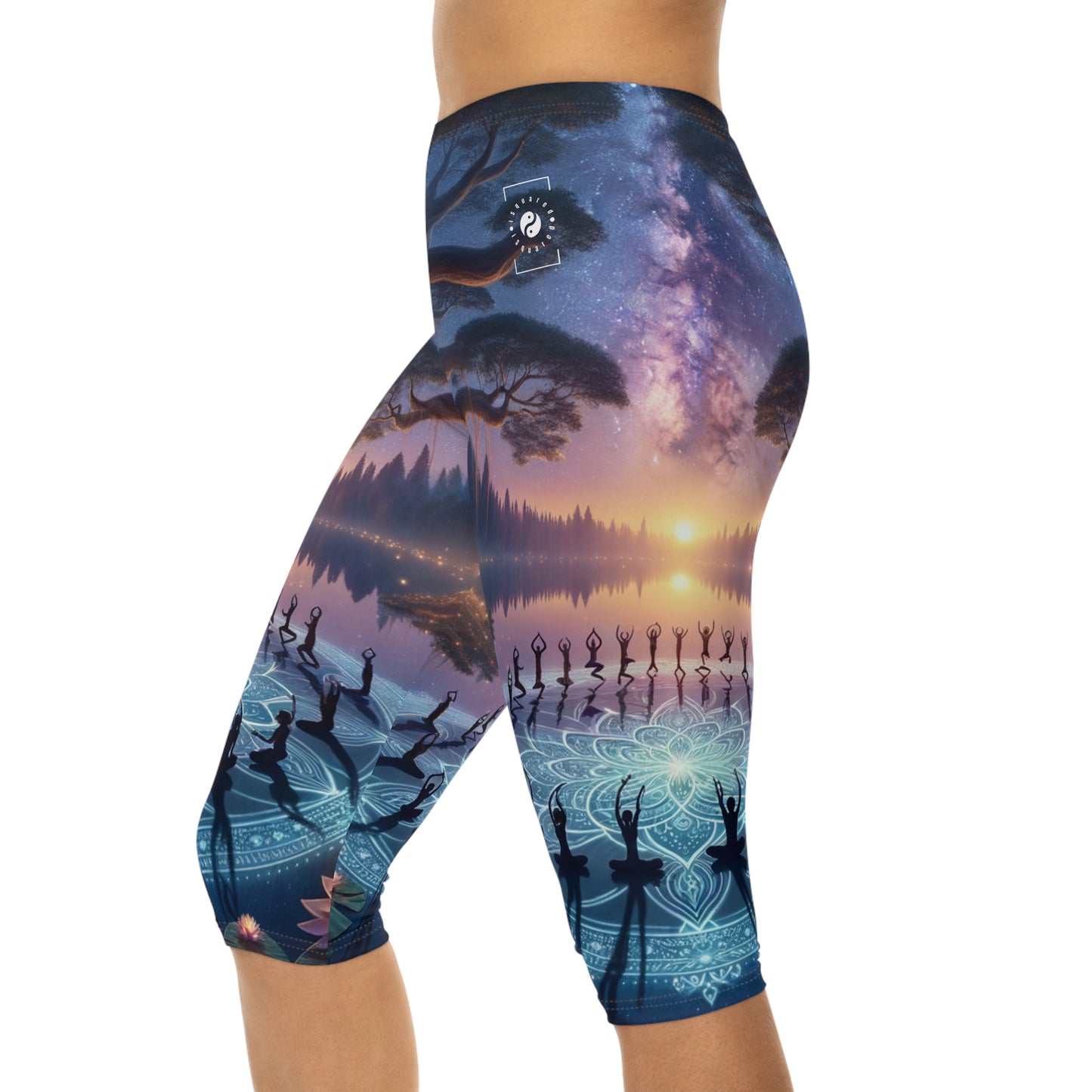 "Celestial Serenity: Mandala's Reflection" - Capri Shorts