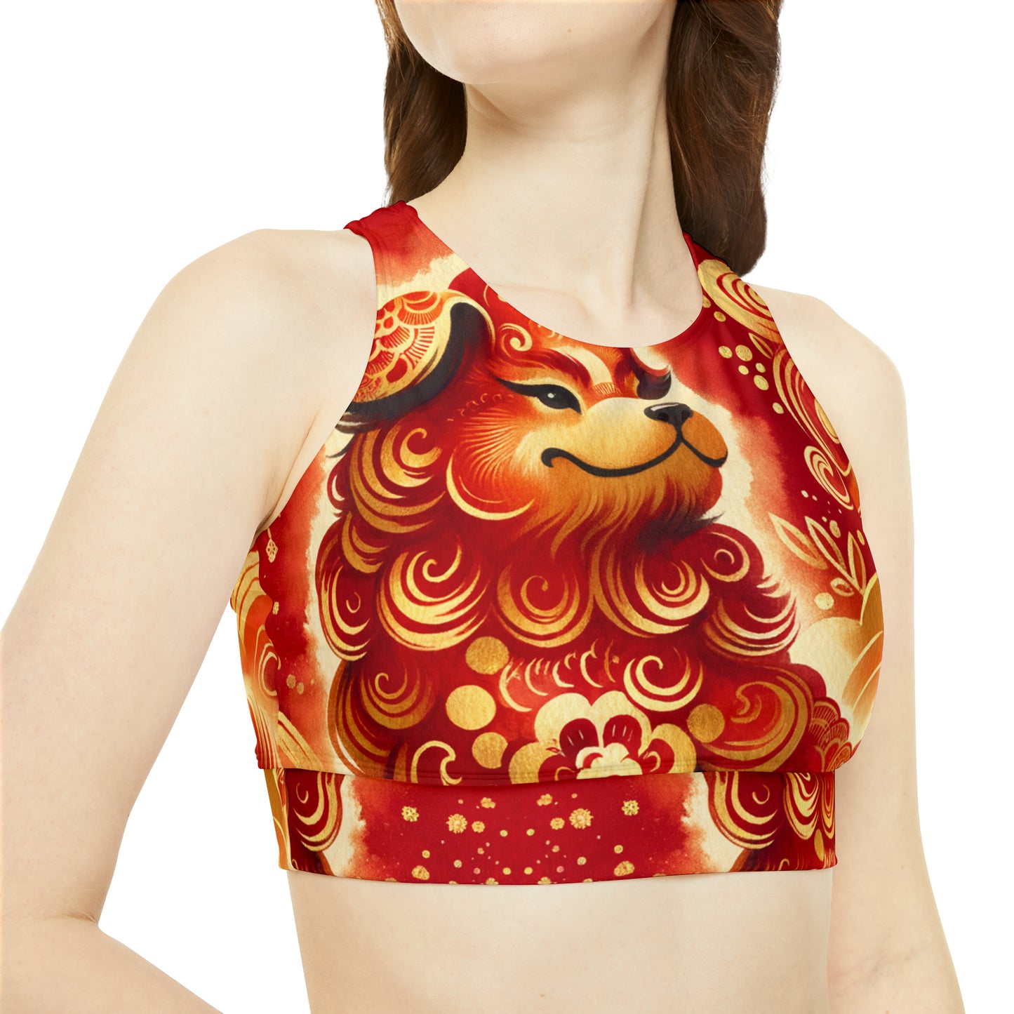 "Golden Canine Emissary on Crimson Tide: A Chinese New Year Odyssey" - Hot Yoga Bikini Set