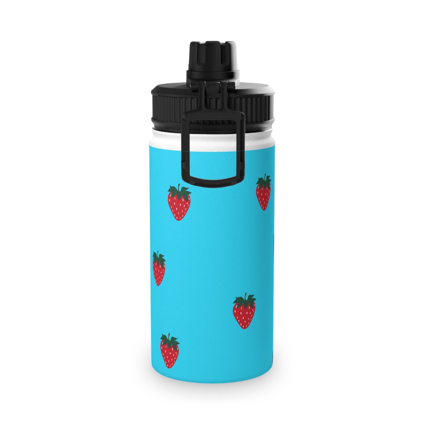 #22DEFF Light Blue + Strawberry - Sports Water Bottle