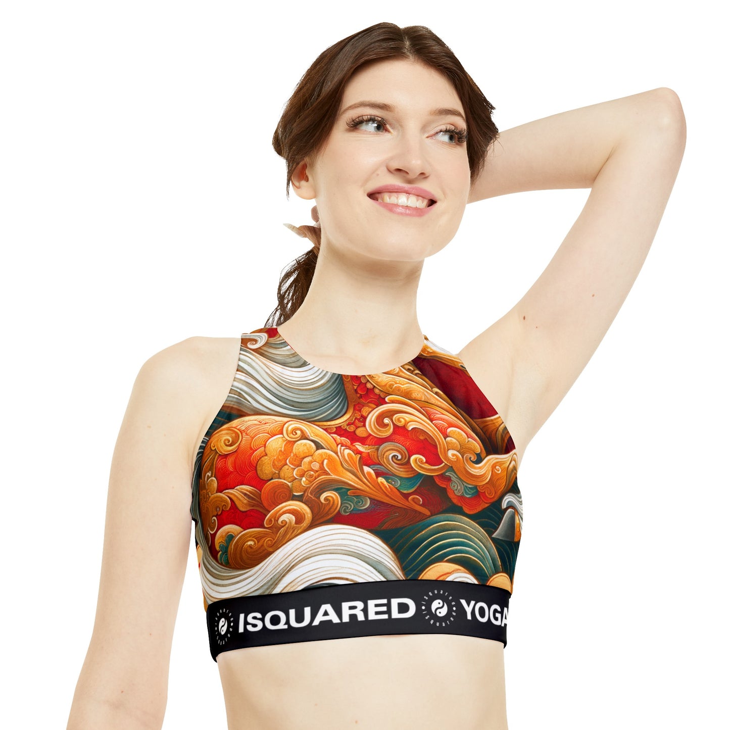 "Gold Gallop on Vermilion Vista: A Lunar New Year’s Ode" - High Neck Crop Top