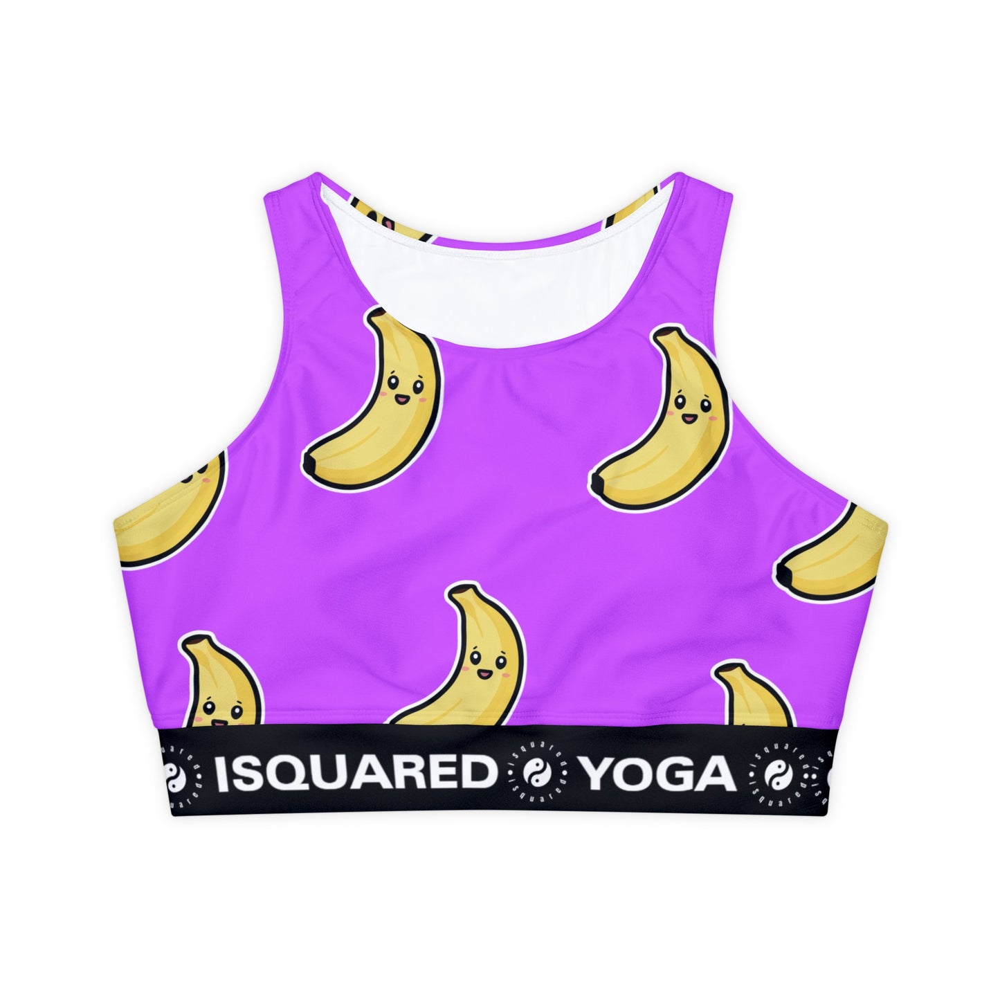 #D65BFF Purple + Banana - Lined & Padded Sports Bra