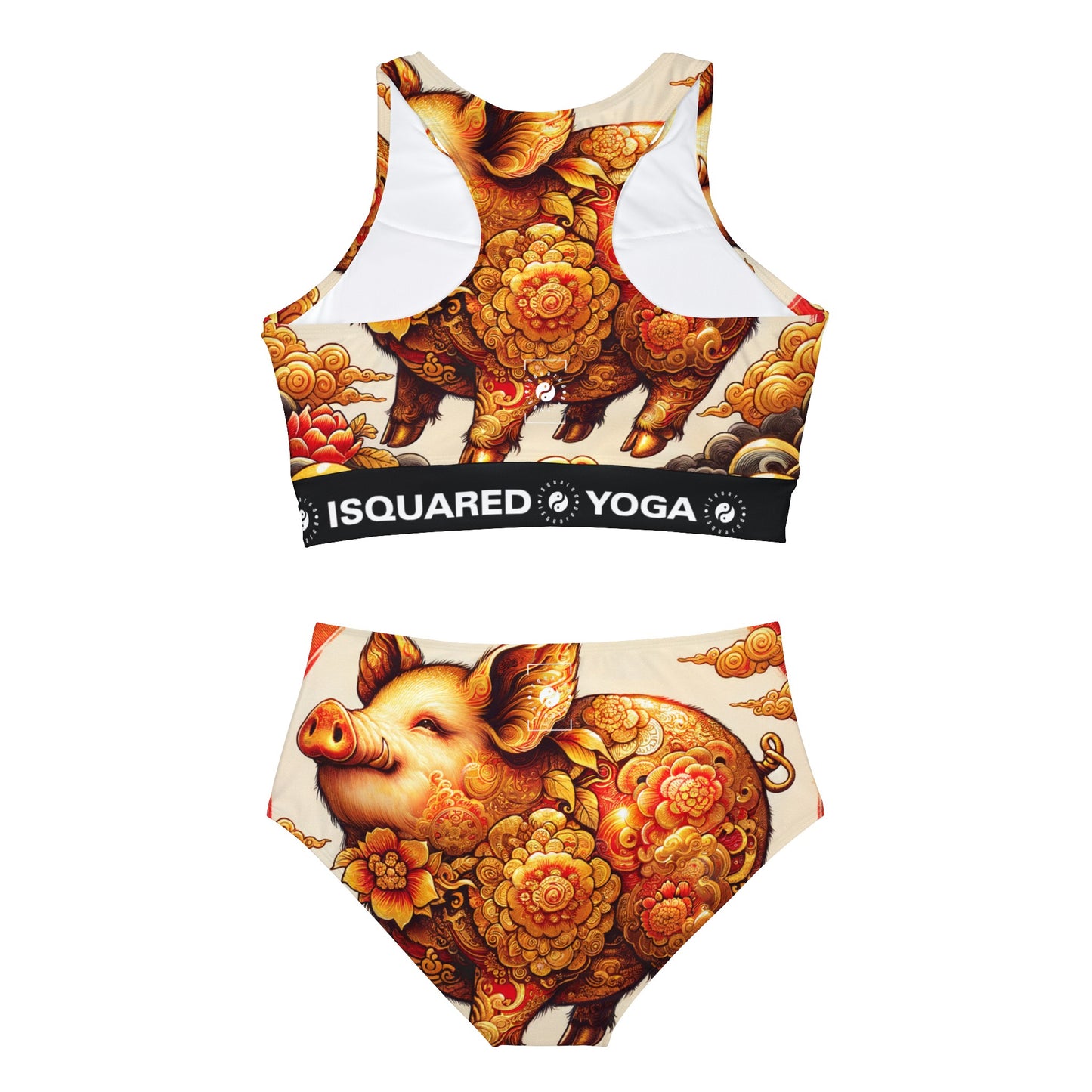 "Golden Prosperity: The Divine Swine Celebration" - Hot Yoga Bikini Set