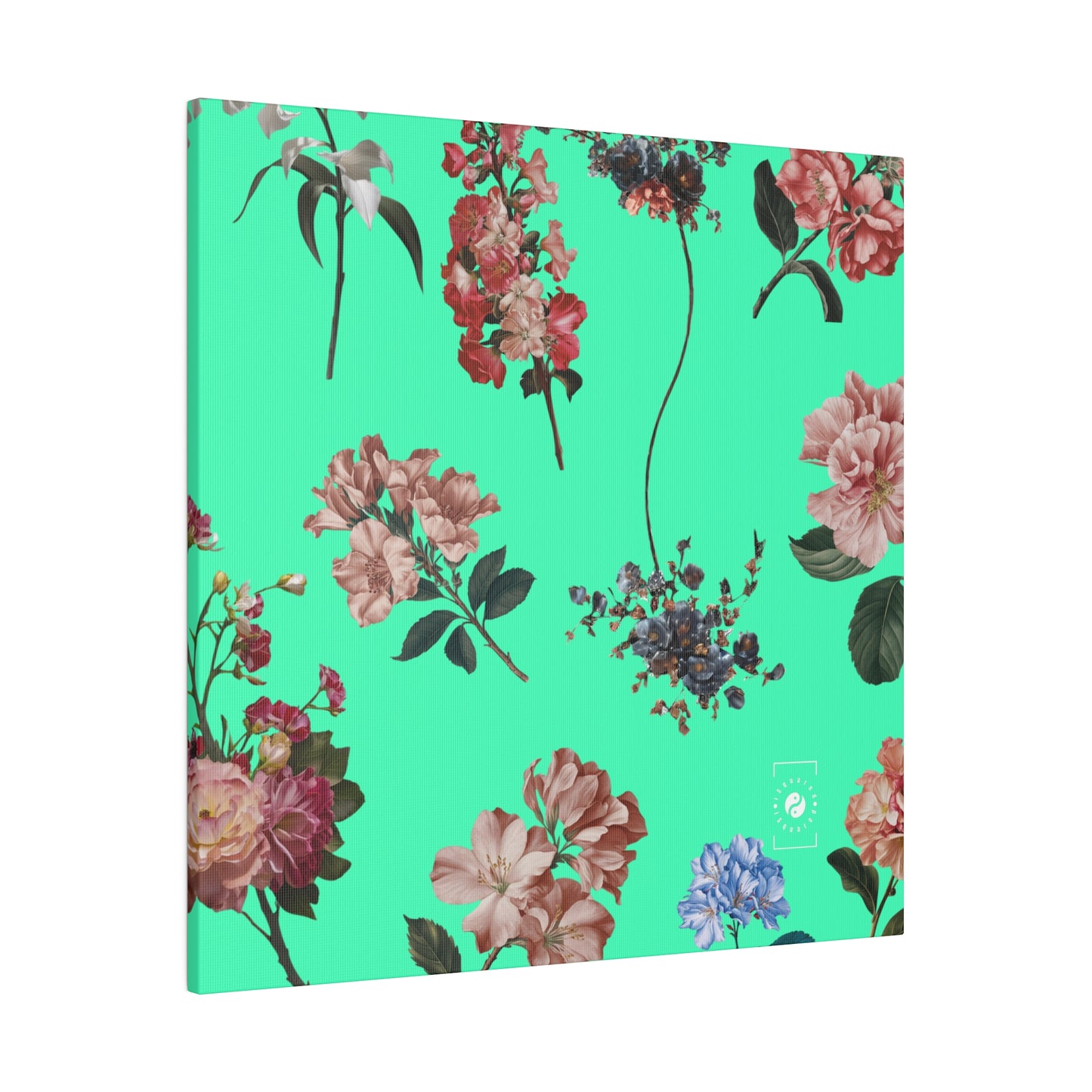 Botanicals on Turquoise - Art Print Canvas