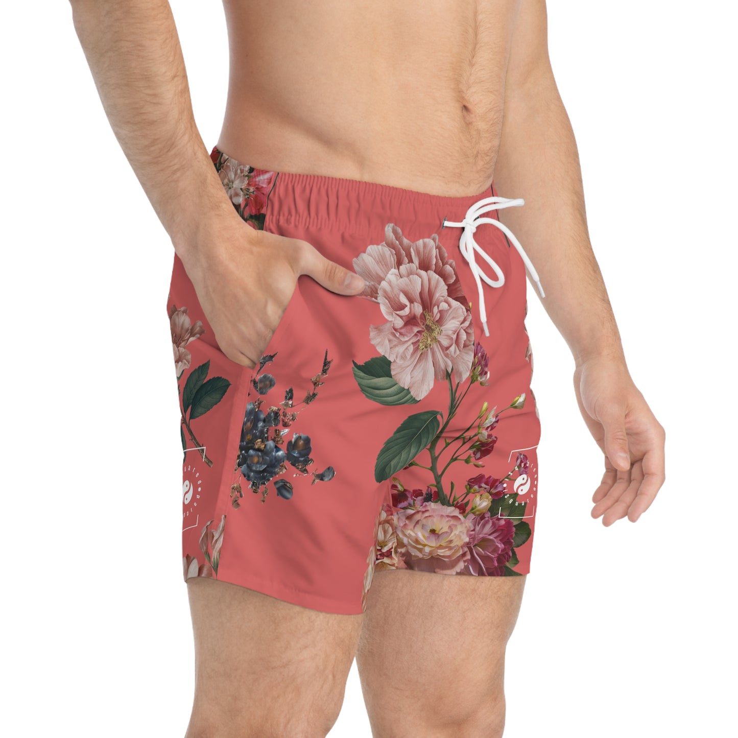 Botanicals on Coral - Swim Trunks for Men