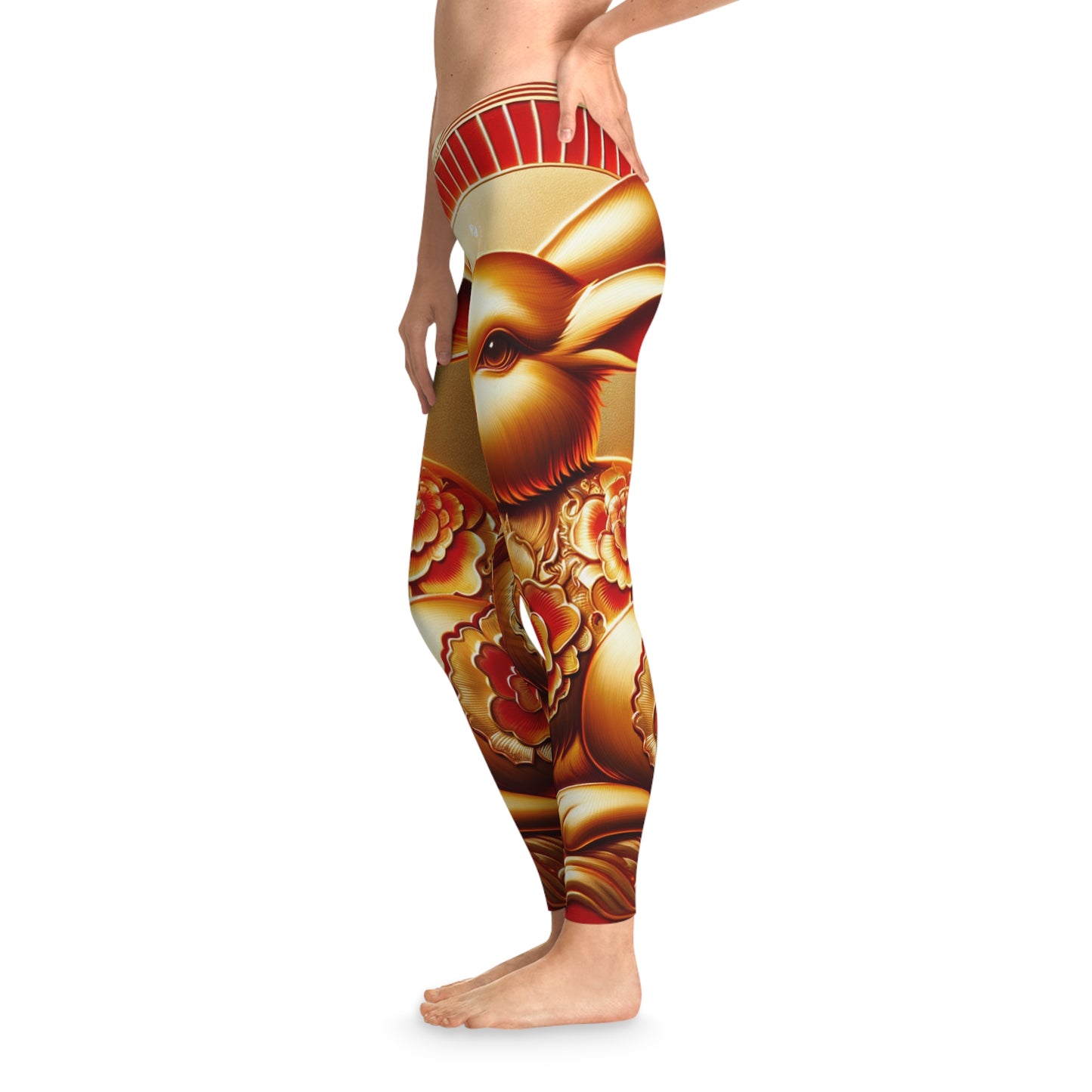 "Golden Blessings: Lunar Rabbit's Resplendence" - Unisex Tights