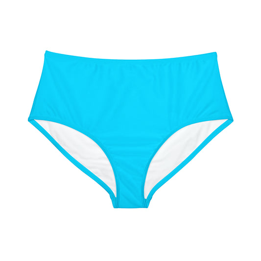 #04D9FF  Neon Blue - High Waisted Bikini Bottom