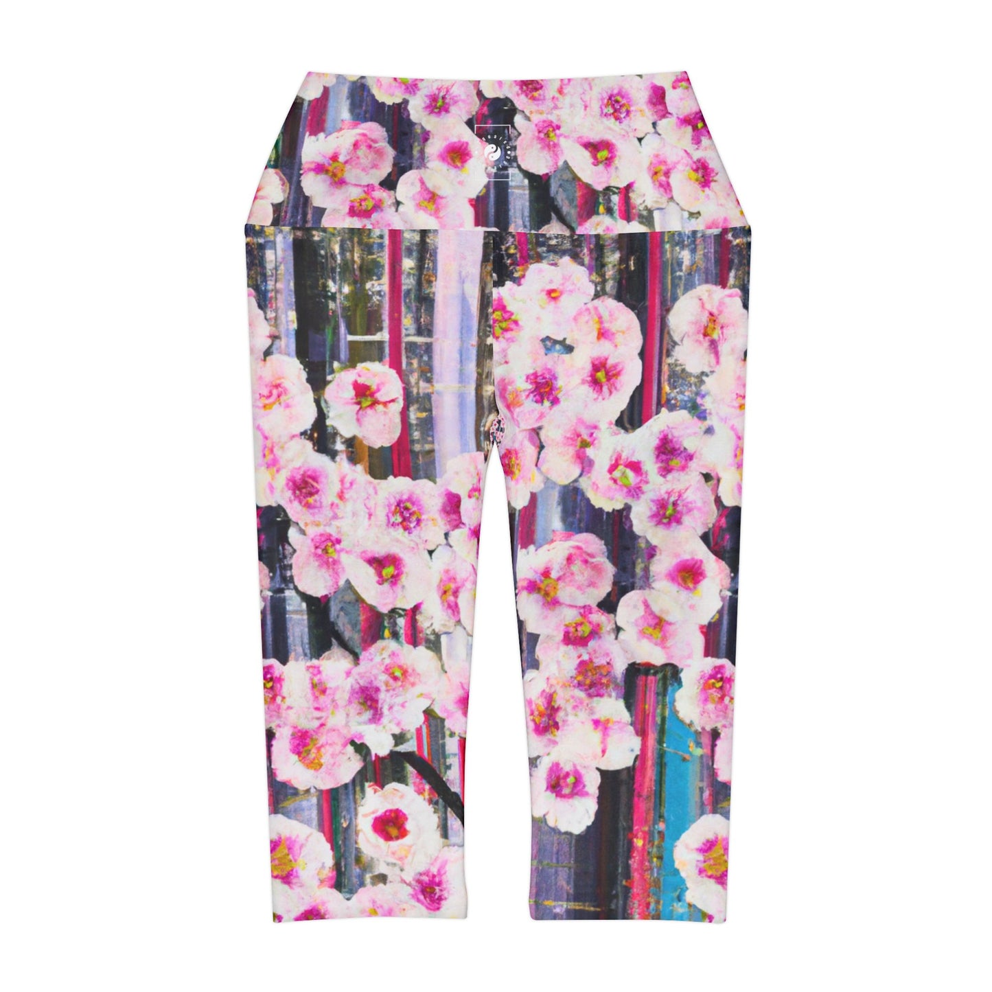 Abstract Bloom 05 - High Waisted Capri Leggings