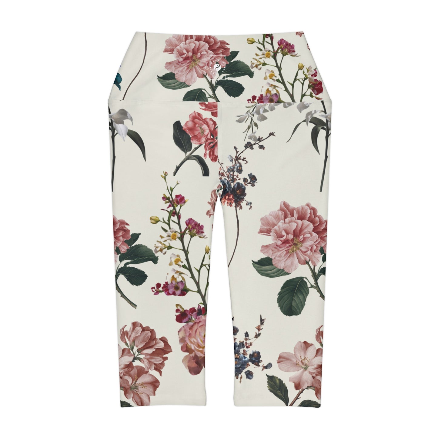 Botanicals on Beige - High Waisted Capri Leggings