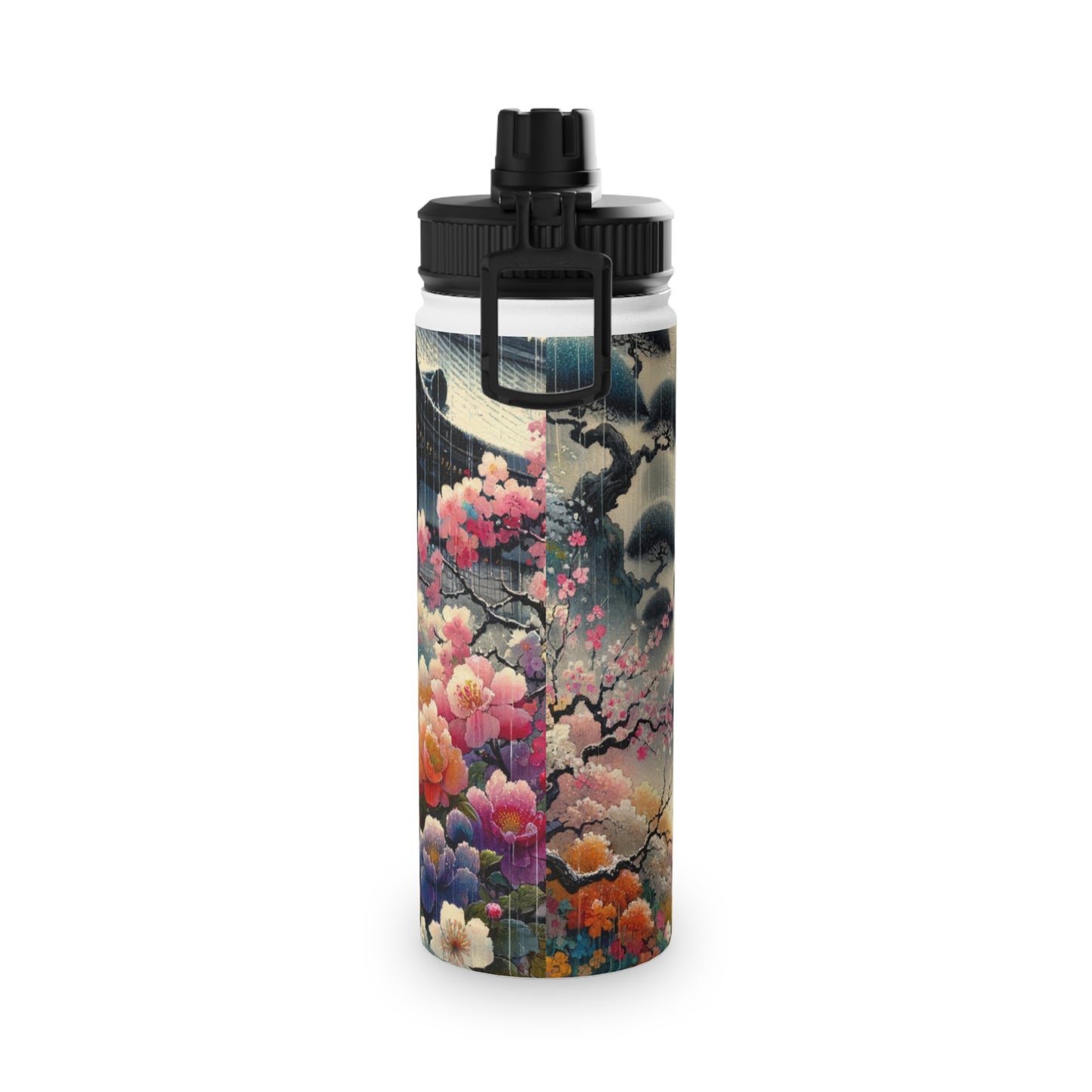 "Rain-drenched Sakura Spectrum" - Sports Water Bottle