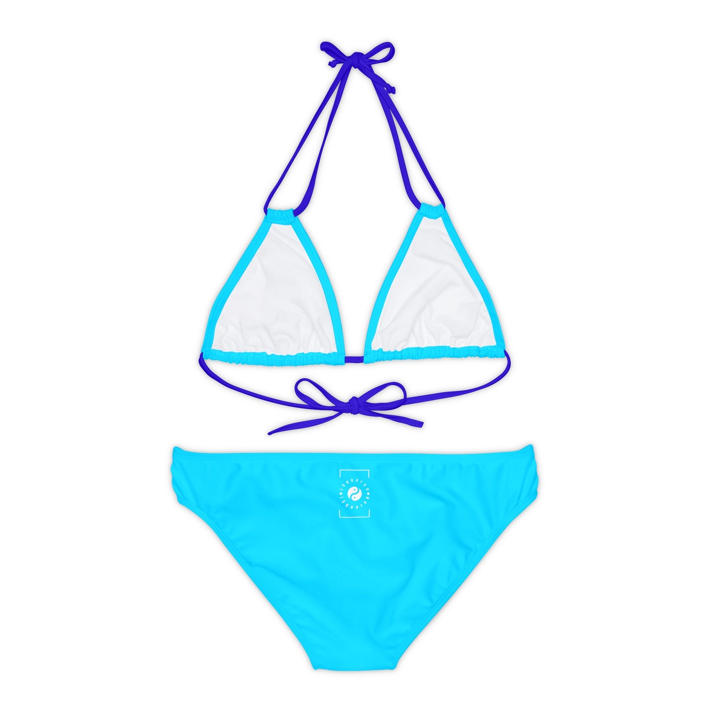 #04D9FF  Neon Blue - Lace-up Bikini Set