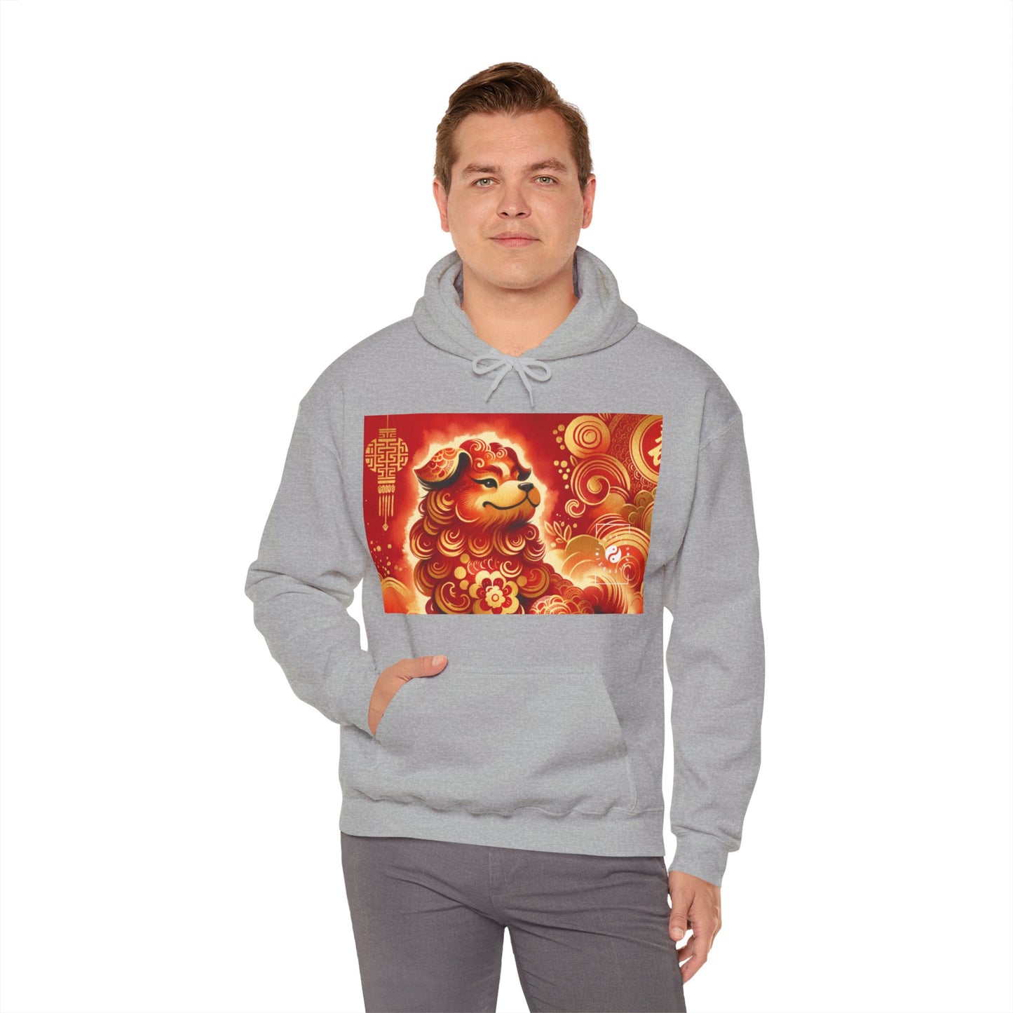 "Golden Canine Emissary on Crimson Tide: A Chinese New Year Odyssey" - Hoodie