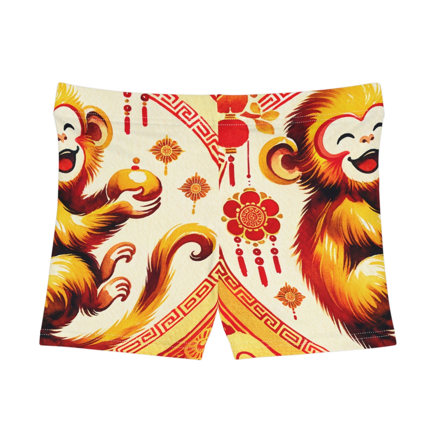 "Golden Simian Serenity in Scarlet Radiance" - Mini Hot Yoga Short