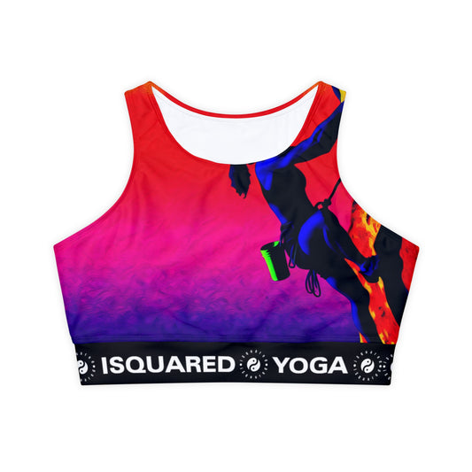 "Technicolour Ascent: The Digital Highline" - Lined & Padded Sports Bra