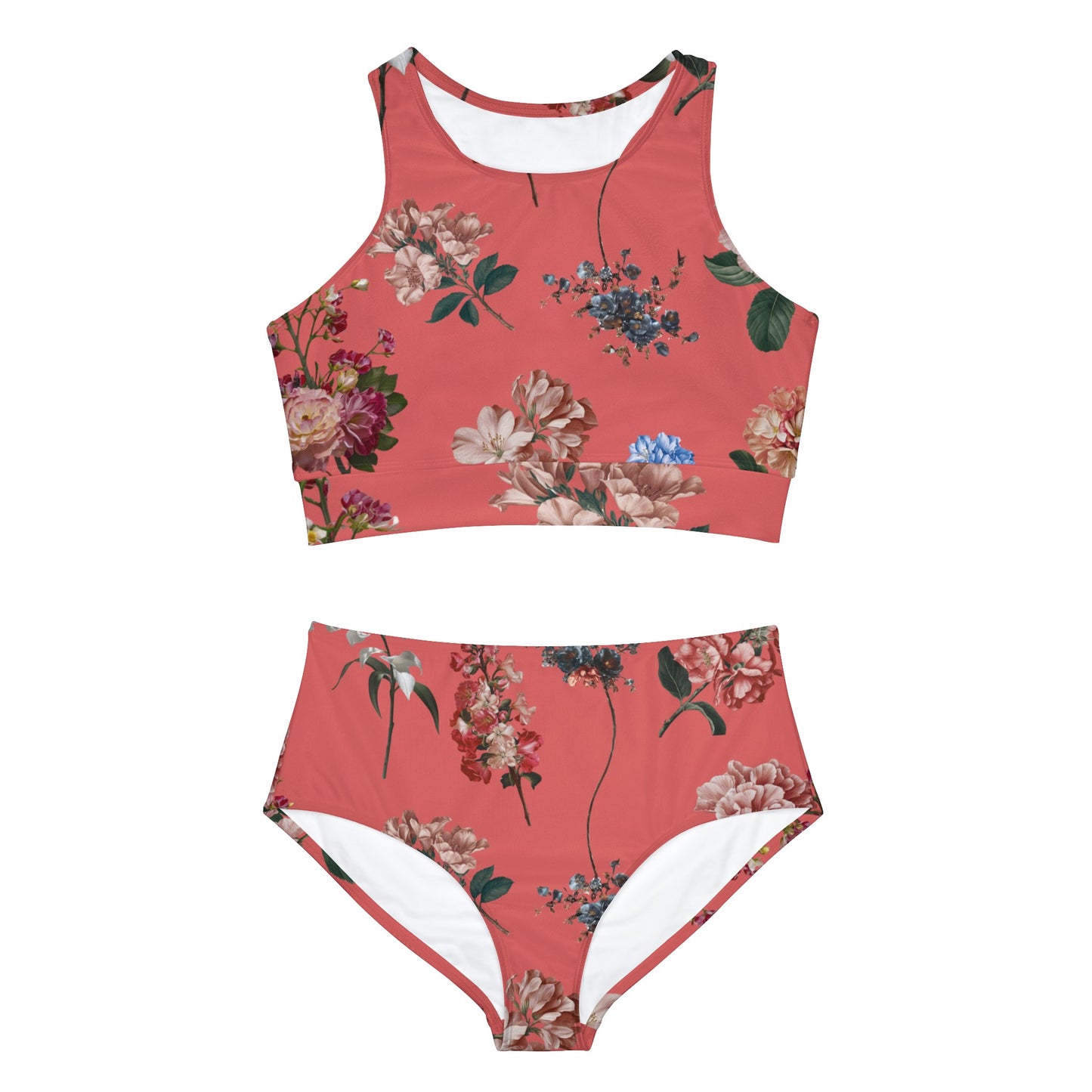 Botanicals on Coral - Hot Yoga Bikini Set