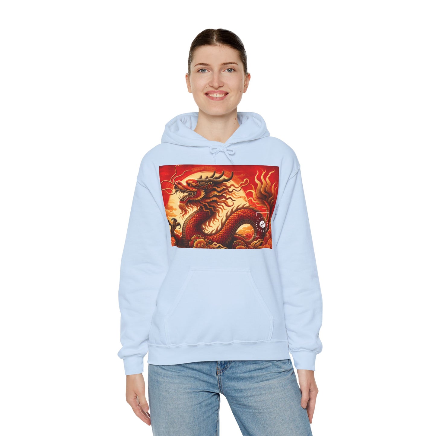 "Golden Dragon Dance in the Crimson Twilight" - Hoodie