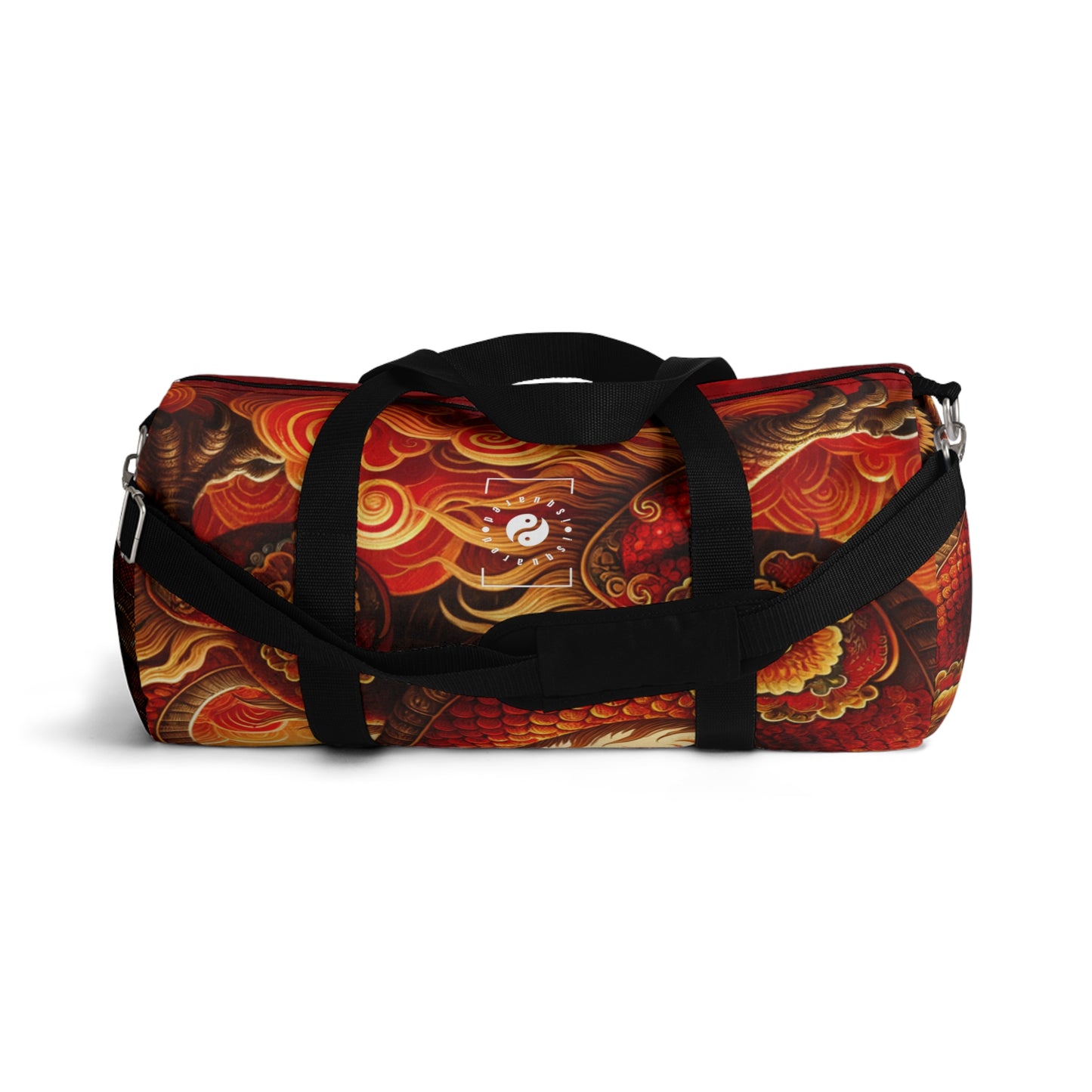 "Golden Dragon Dance in the Crimson Twilight" - Duffle Bag