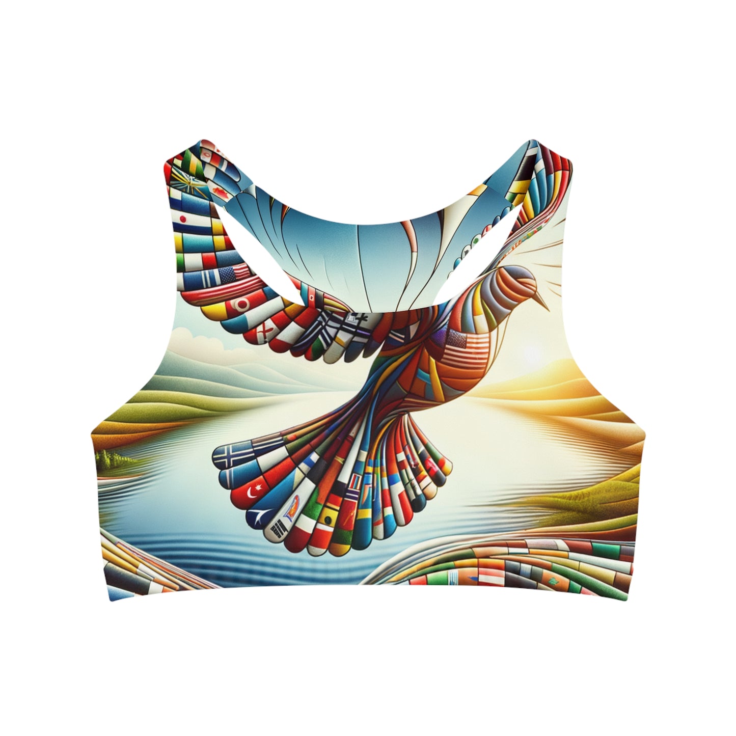 "Global Tapestry of Tranquility" - Seamless Sports Bra