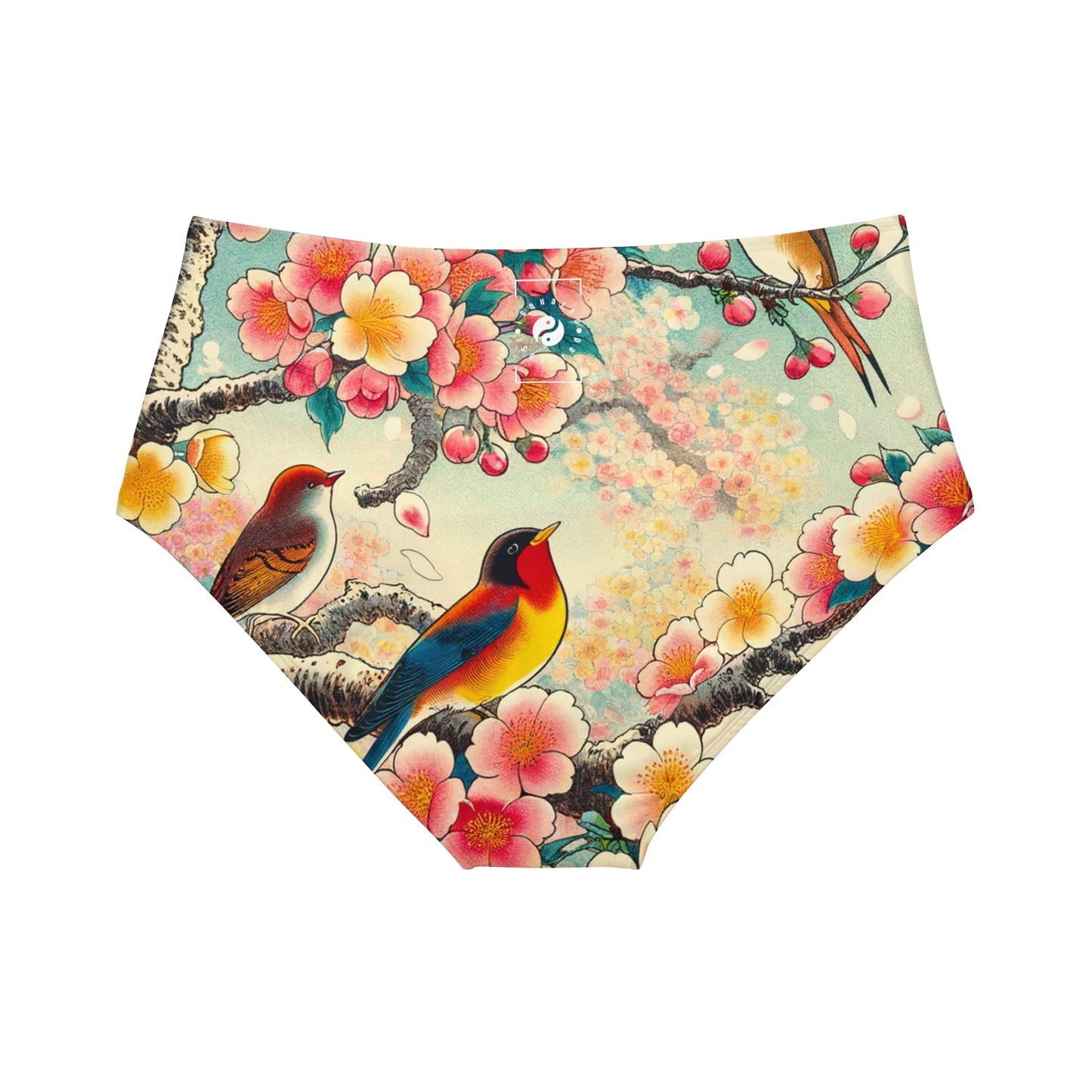 "Verdant Whispers: Sakura Chirping" - Bas de bikini taille haute