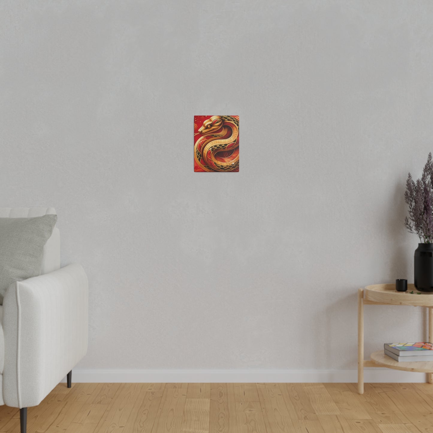 « Crimson Serenity : Le serpent d'or » – Impression sur toile