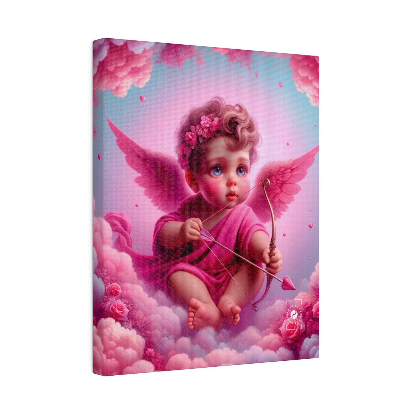 "Bold Blush: A Cupid's Love Affair" - Art Print Canvas