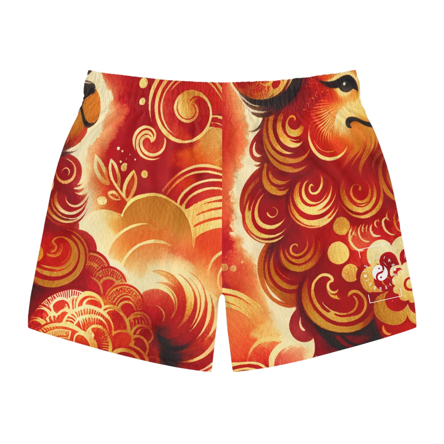 "Golden Canine Emissary on Crimson Tide: A Chinese New Year Odyssey" - Swim Trunks for Men