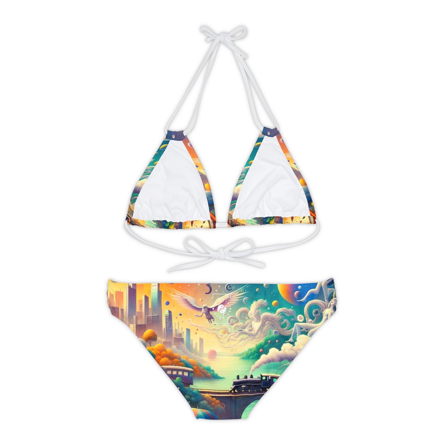 "Mirrors of Metaphor: A Murakami Odyssey" - Lace-up Bikini Set