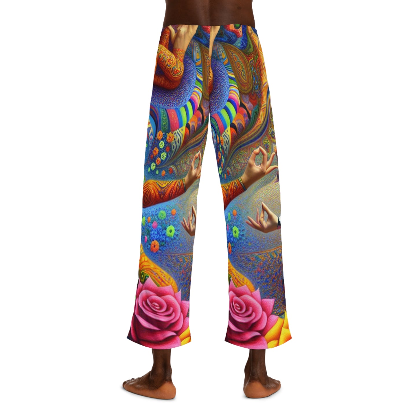 "Kahlo-Kusama Blossom Asanas: A Surreal Yoga Symphony" - men's Lounge Pants