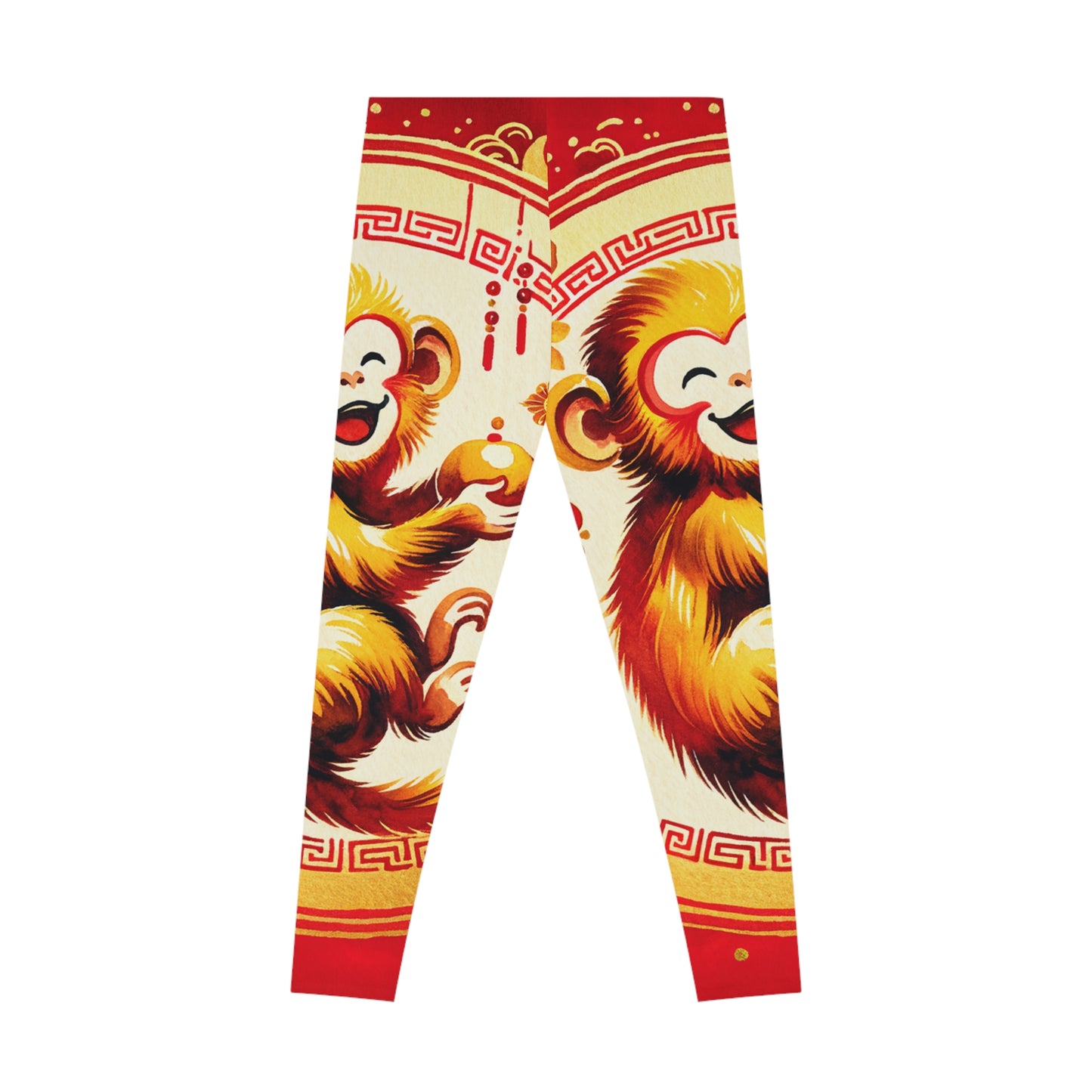 "Golden Simian Serenity in Scarlet Radiance" - Unisex Tights