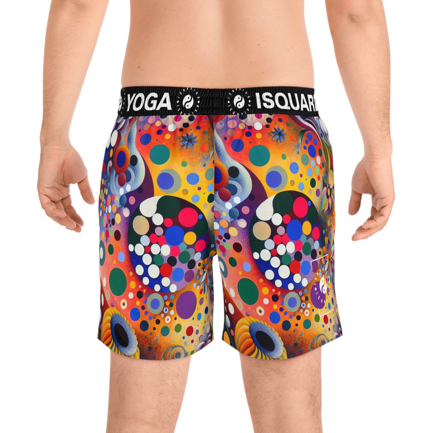 "Polka Petals in Yogic Surrealism: An Artistic Salute to Kusama and Kahlo" - Swim Shorts (Mid-Length) for Men