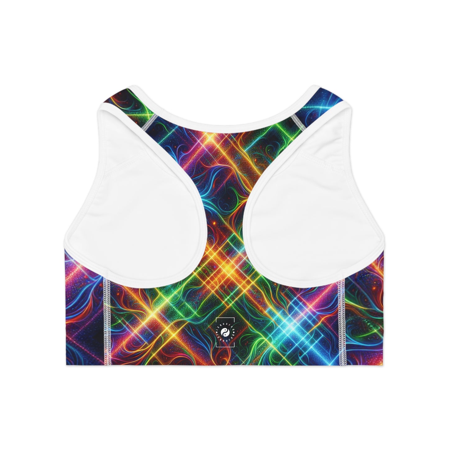 "Neon Plaid Luminosity Matrix" - High Performance Sports Bra