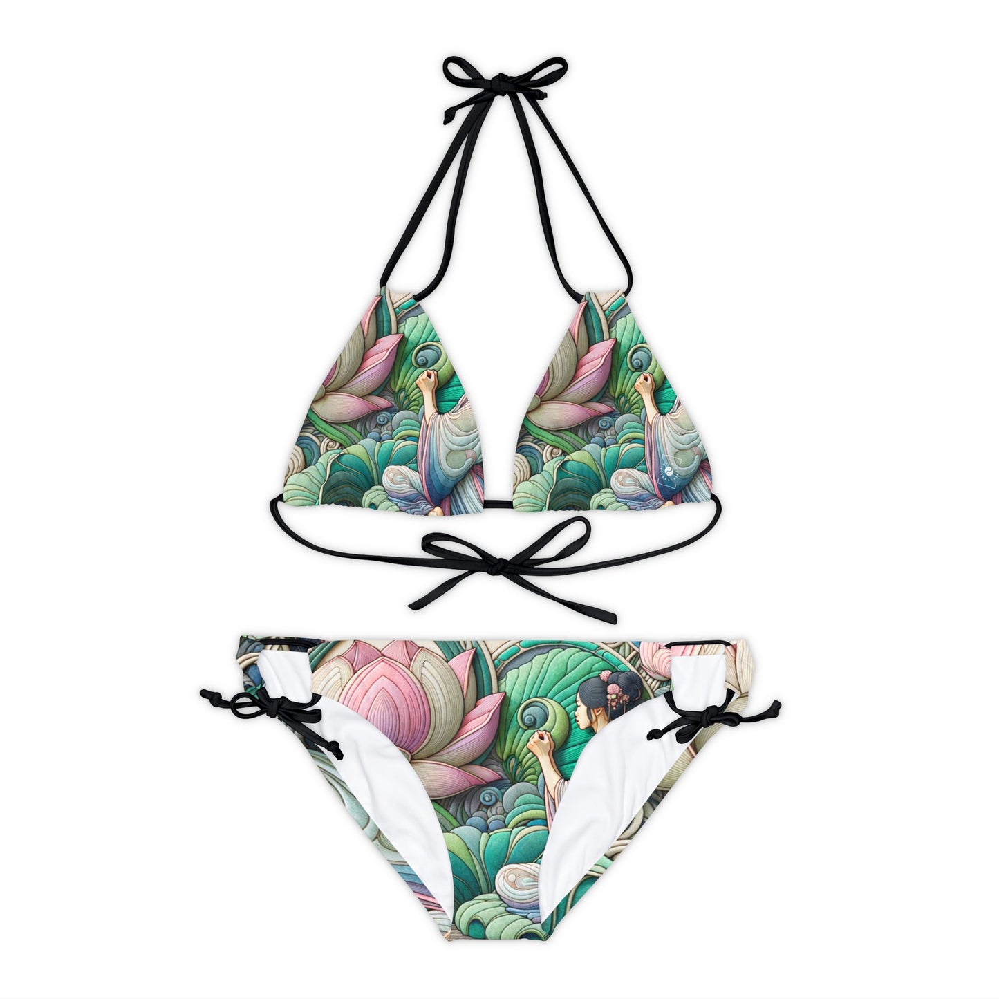 "Lotus Echo Serenity" - Lace-up Bikini Set