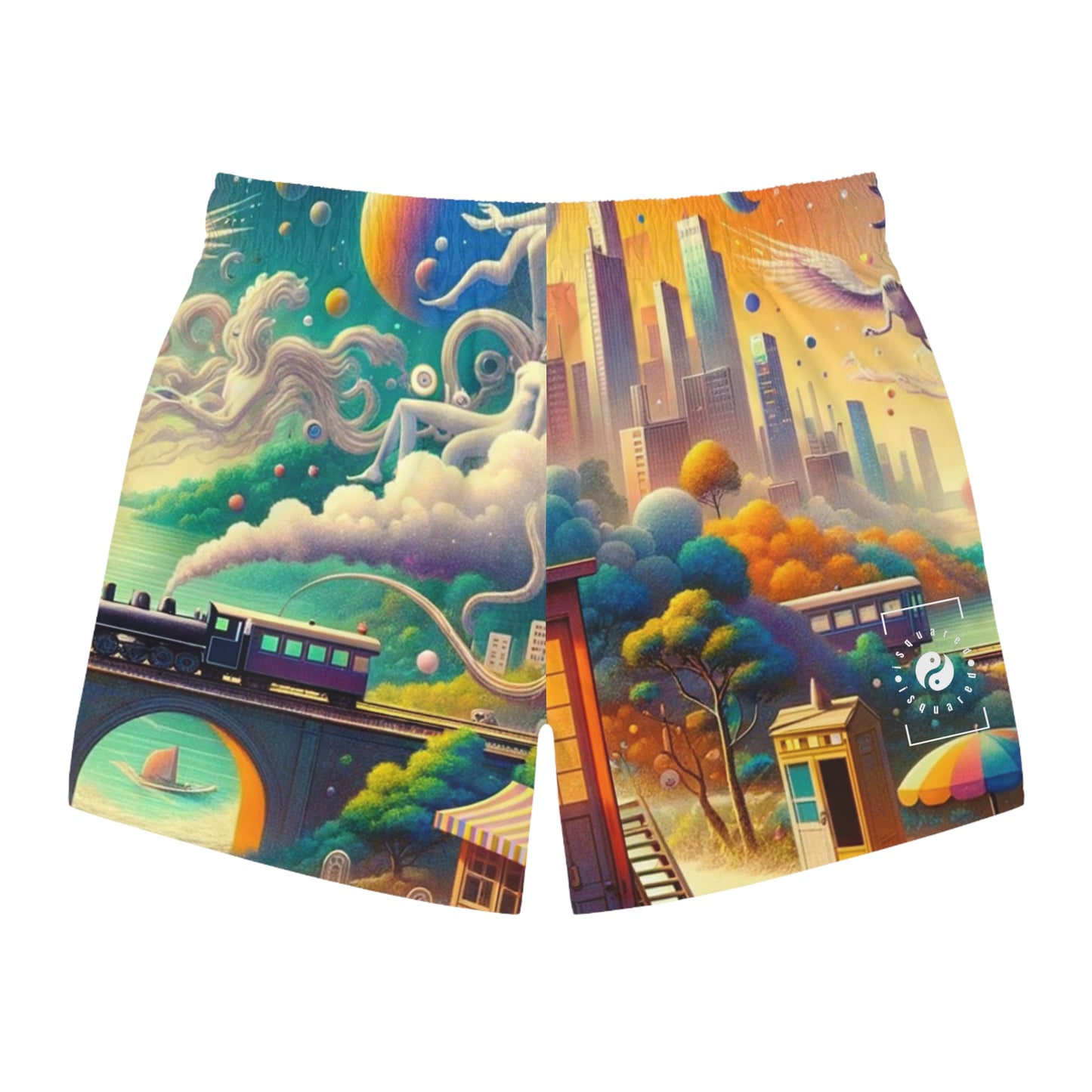 "Mirrors of Metaphor: A Murakami Odyssey" - Swim Trunks for Men