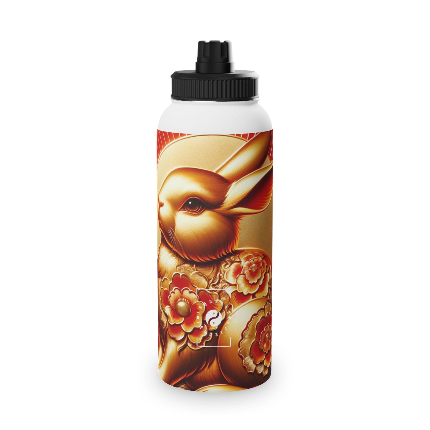 "Golden Blessings: Lunar Rabbit's Resplendence" - Sports Water Bottle