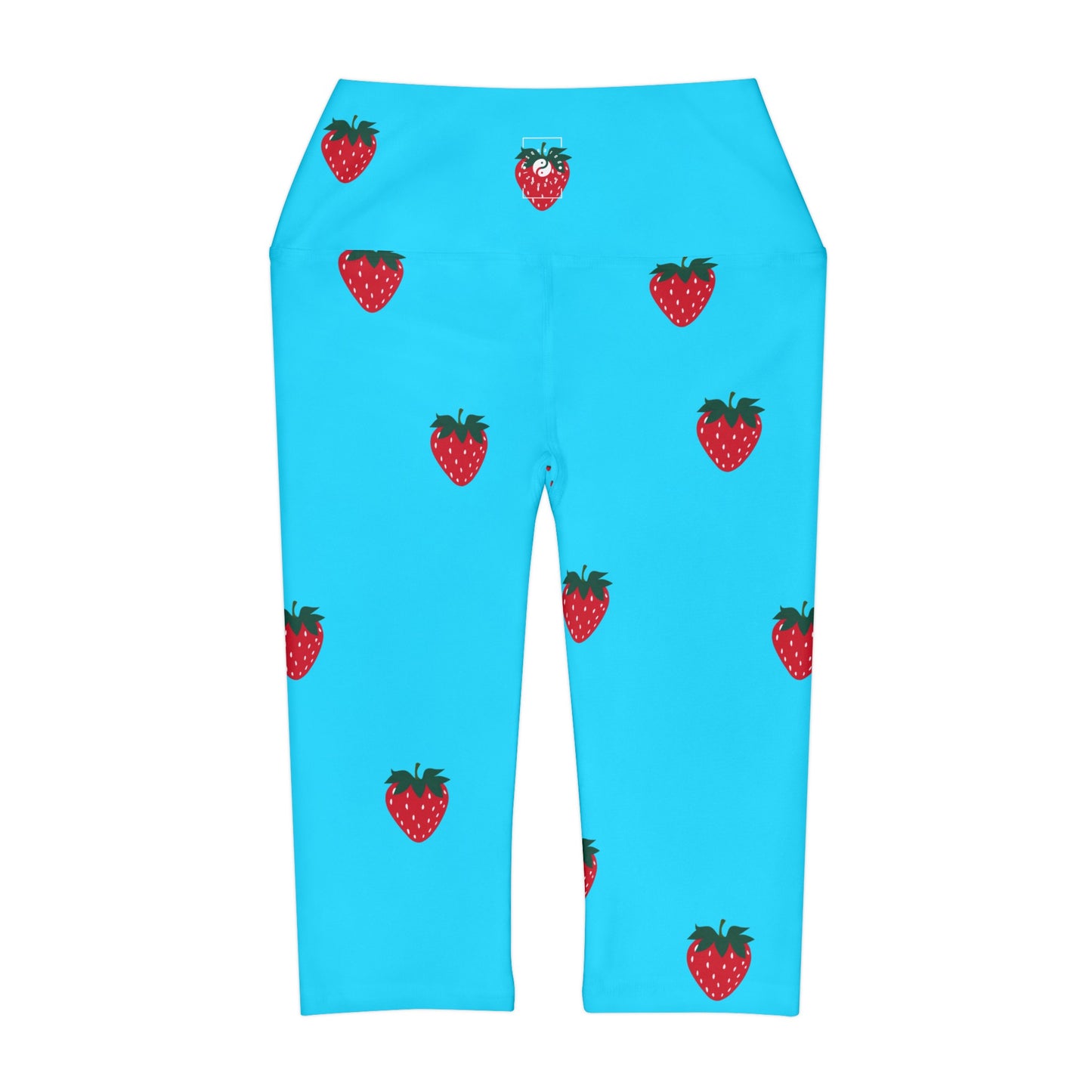 #22DEFF Light Blue + Strawberry - High Waisted Capri Leggings